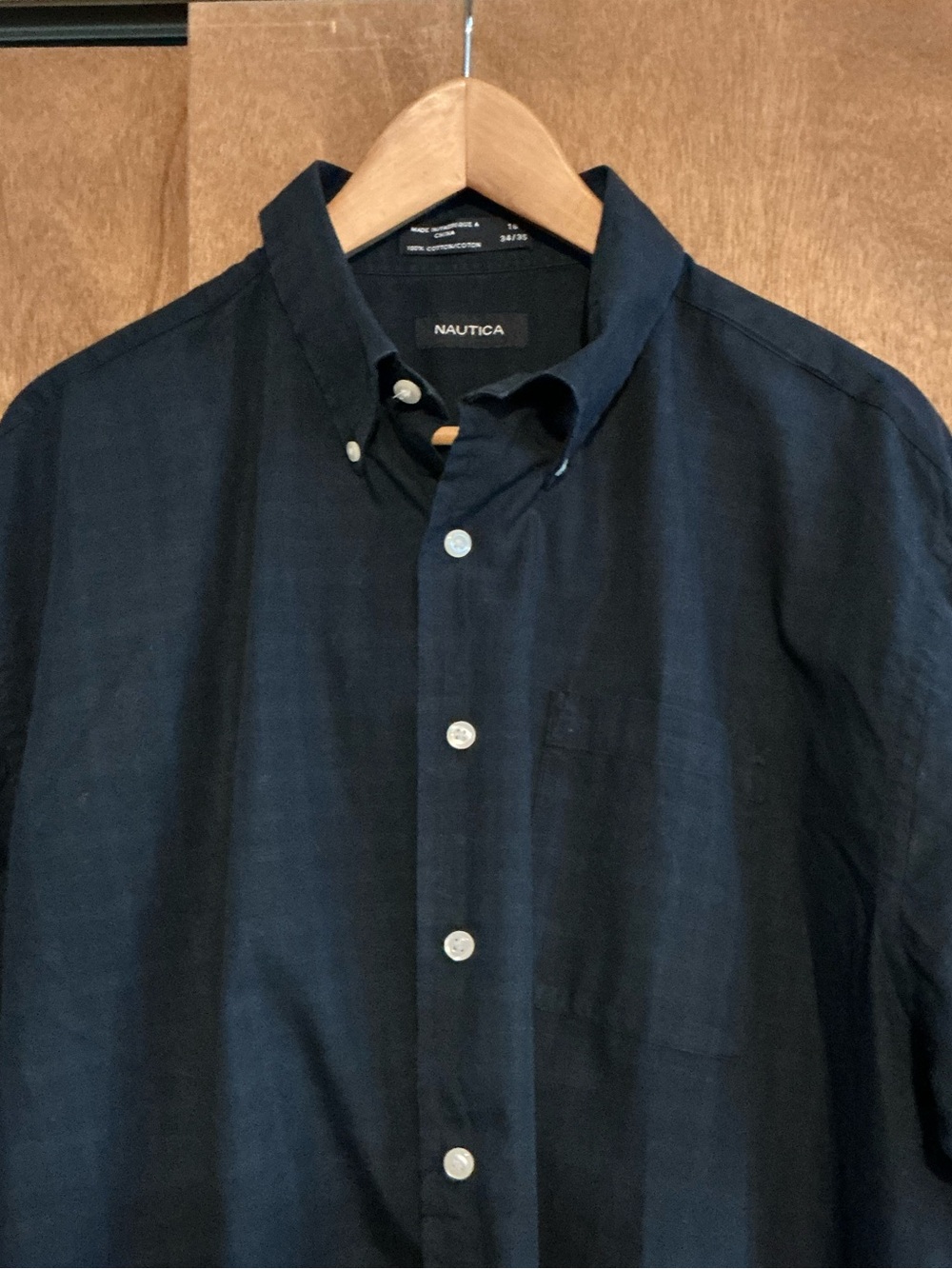 Nautica Men's Dark Navy Button-Down Casual Shirt